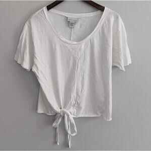 Women's Soft Surroundings XS White Blouse Knot Bottom Oversized